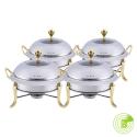 SOGA 4X Stainless Steel Gold Accents Round Buffet Chafing Dish Cater F