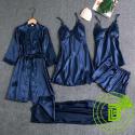5 psc pajamas sleepwear nightgown robe silk satin women's ladies gurls