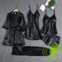 5 psc pajamas sleepwear nightgown robe silk satin women's ladies gurls