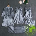5 psc pajamas sleepwear nightgown robe silk satin women's ladies gurls